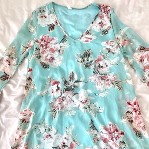 Blue, pink and white floral dress